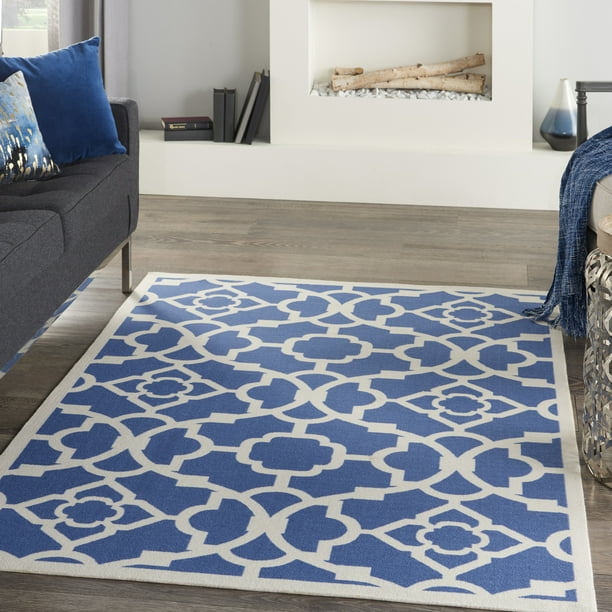 Waverly SND04 Sun & Shade Lovely Lattice Outdoor Trellis Lapis Indoor/Outdoor Area Rug by Nourison 7'9 x 10'10 Waverly SND04 Sun & Shade Lovely Lattice Outdoor Trellis Lapis Indoor/Outdoor Area Rug by Nourison 7'9 x 10'10